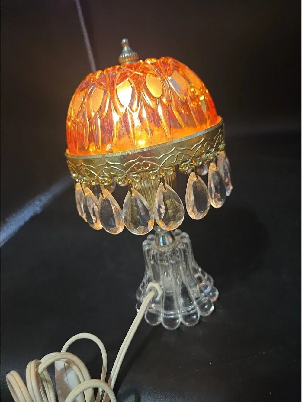 Vintage Michelotti Pink Cranberry Glass Prism Boudoir Princess Lamp Holland 9